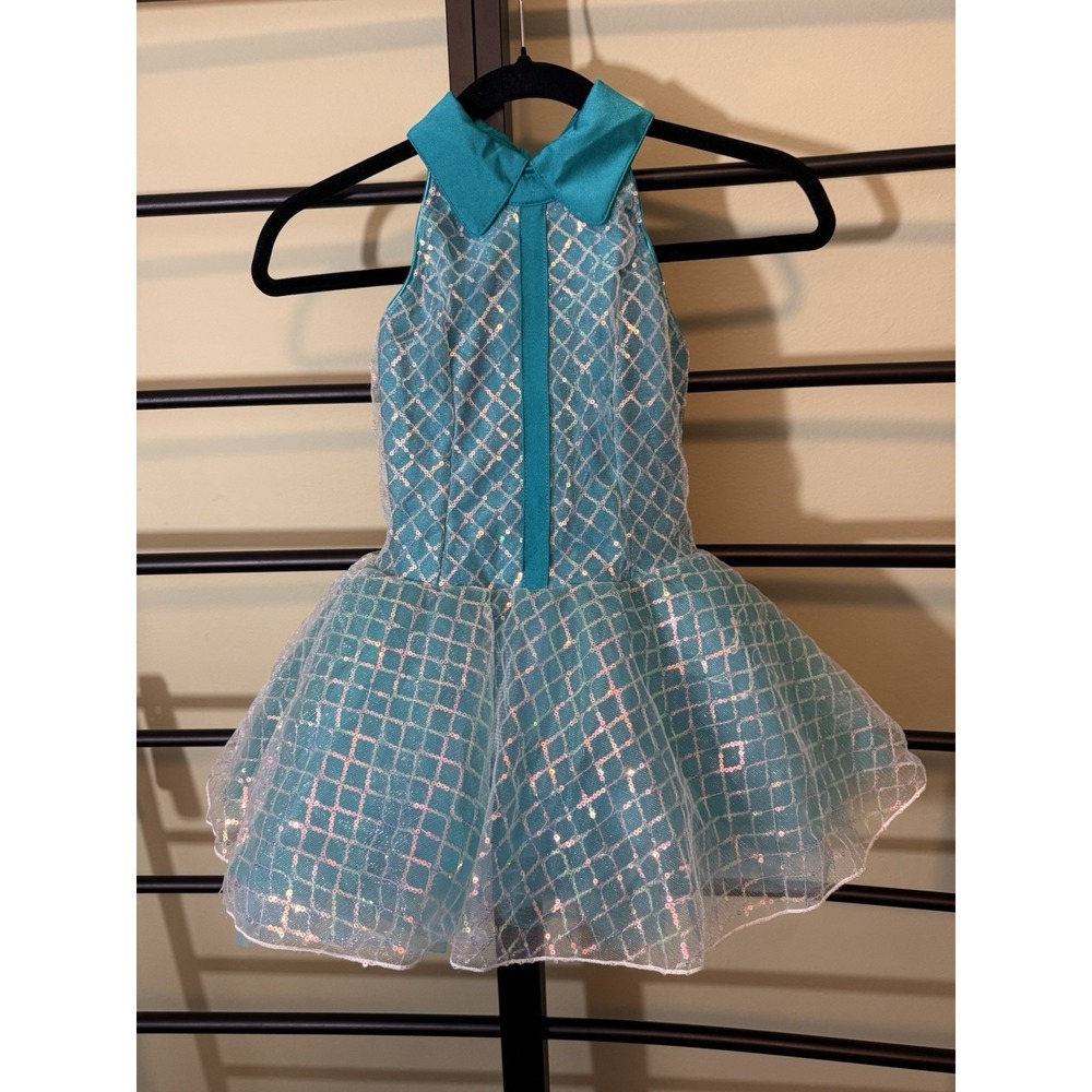 Revolution Dance Costume Blue Sequin Tutu Princess Ballerina Child's Size Medium